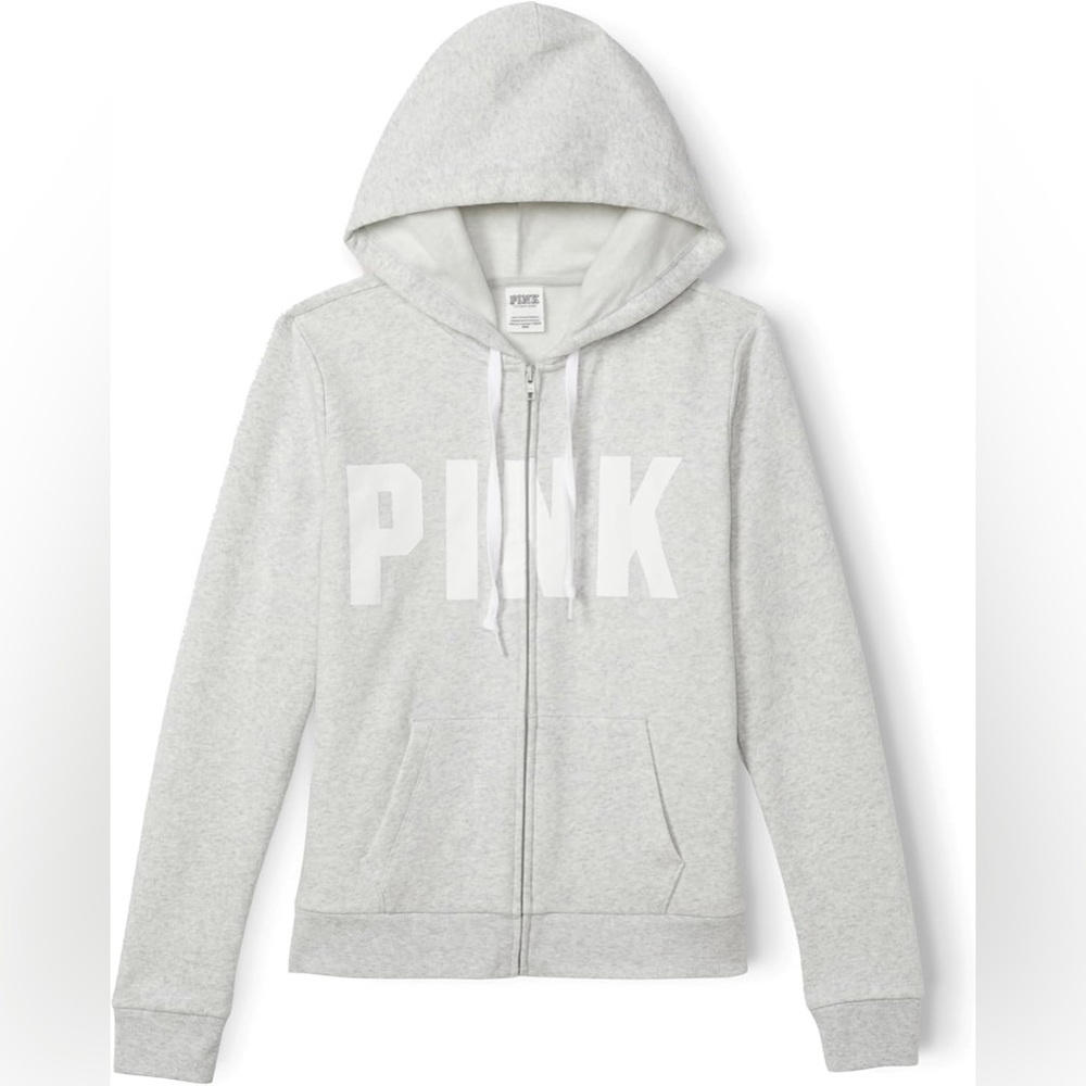 Gray PINK Zip-Up Hoodie